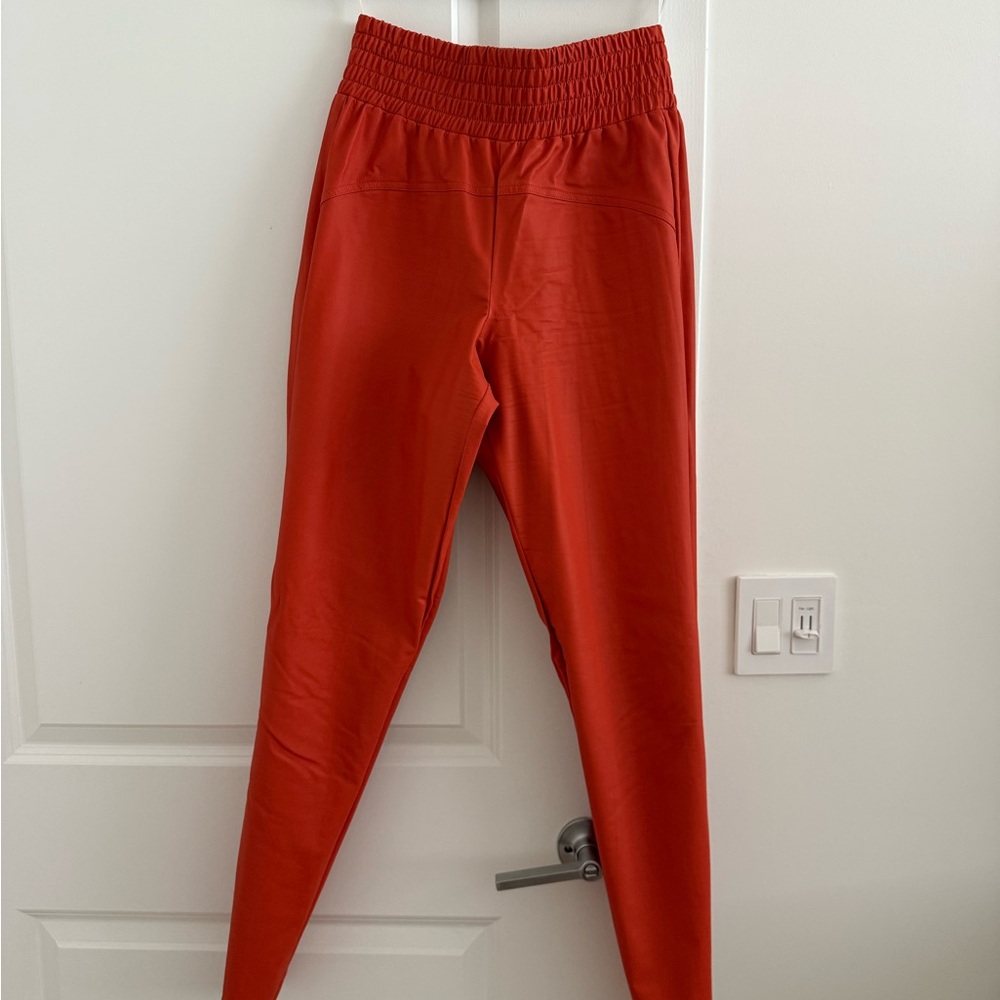 Orange Faux Leather Pants